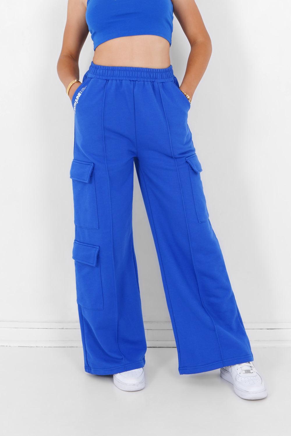 sixth june Pantalon molletonné loose cargo Bleu