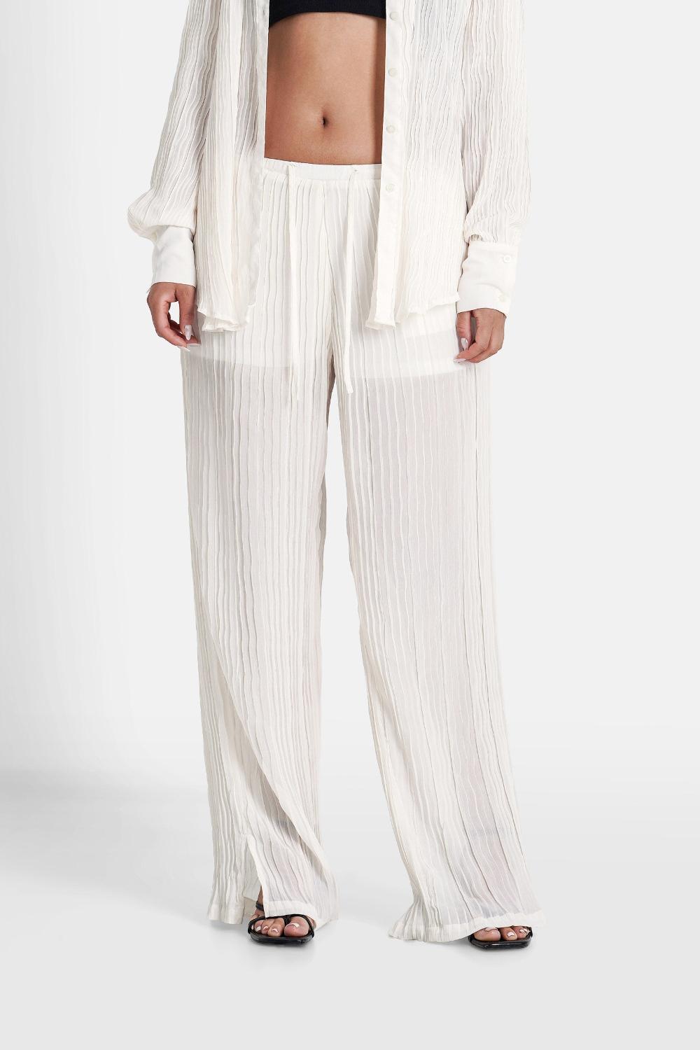 sixth june Pantalon plissé fluide Blanc