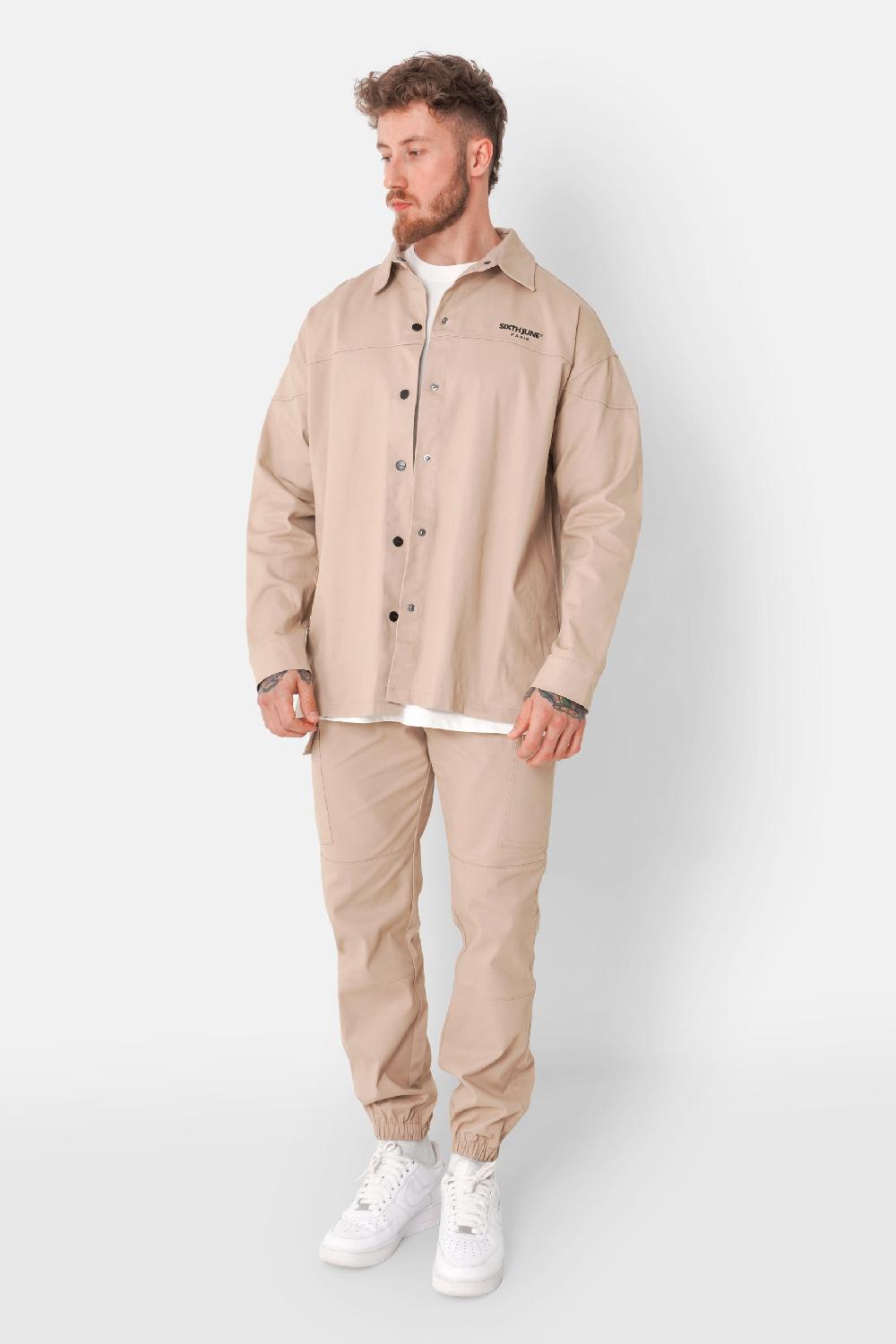 Sixth June Pantalon Poches Cargo Cordons Beige