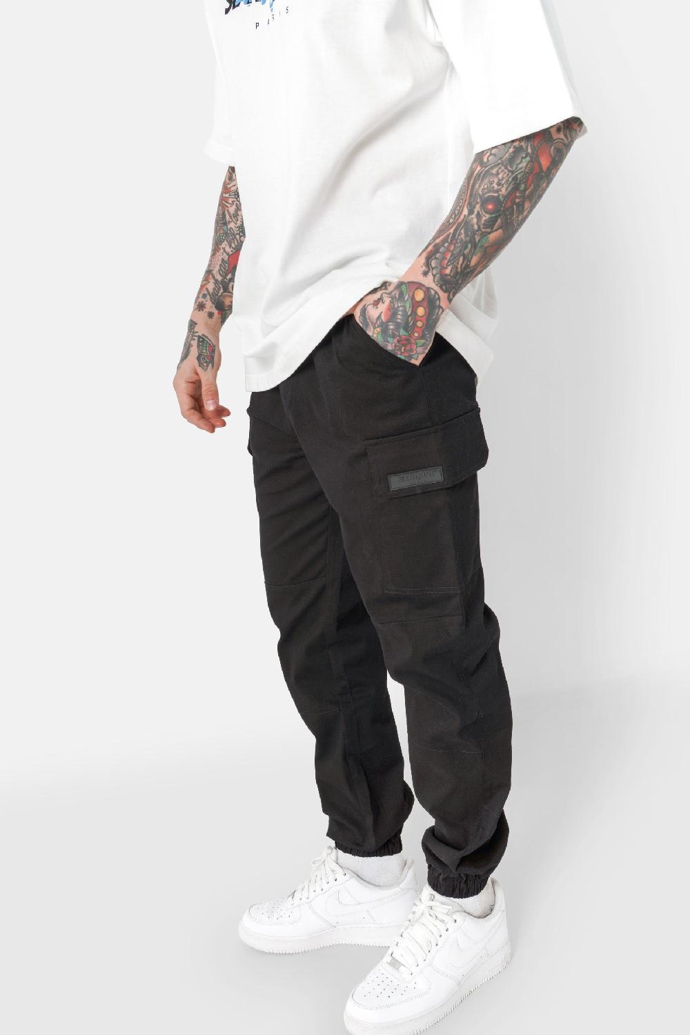 Sixth June Pantalon Poches Cargo Cordons Noir