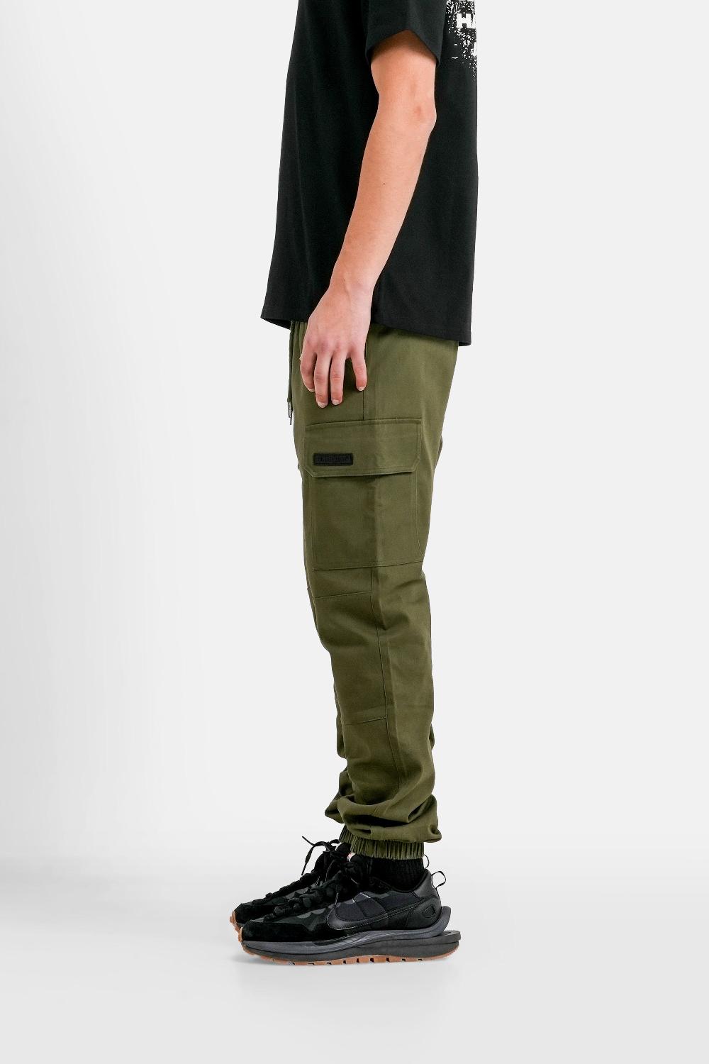 Sixth June Pantalon Poches Cargo Cordons Vert Kaki