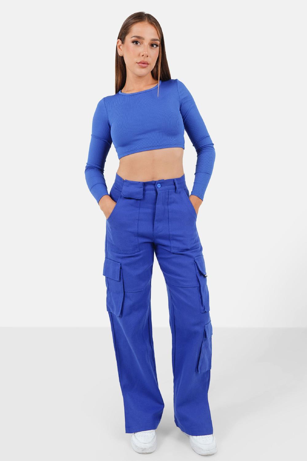 Sixth June Pantalon Poches Cargo Droit Bleu Foncé