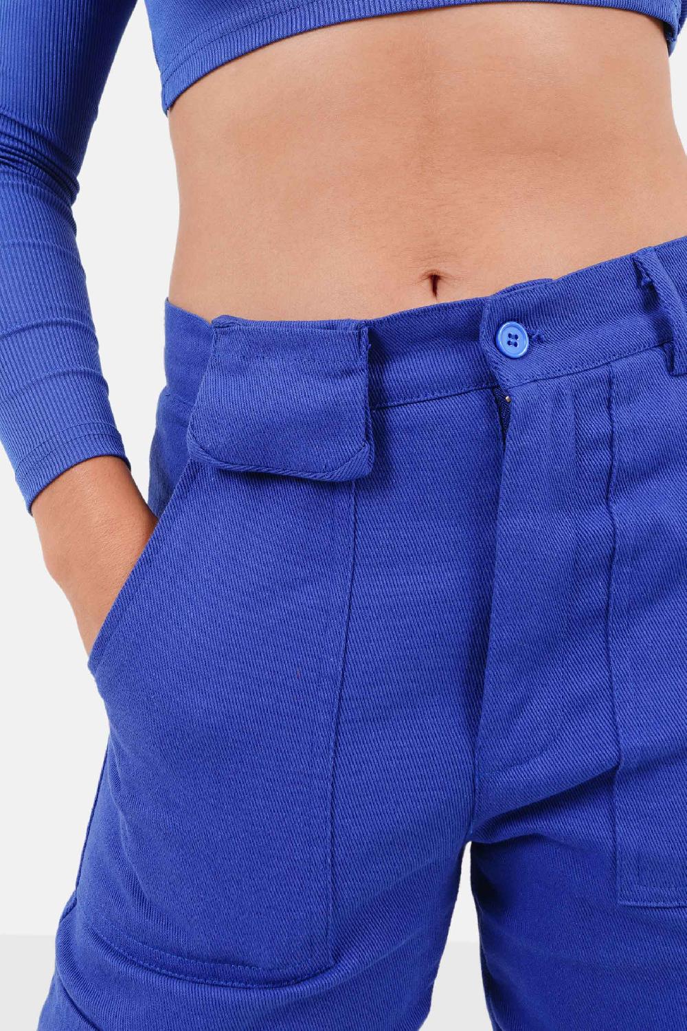 Sixth June Pantalon Poches Cargo Droit Bleu Foncé