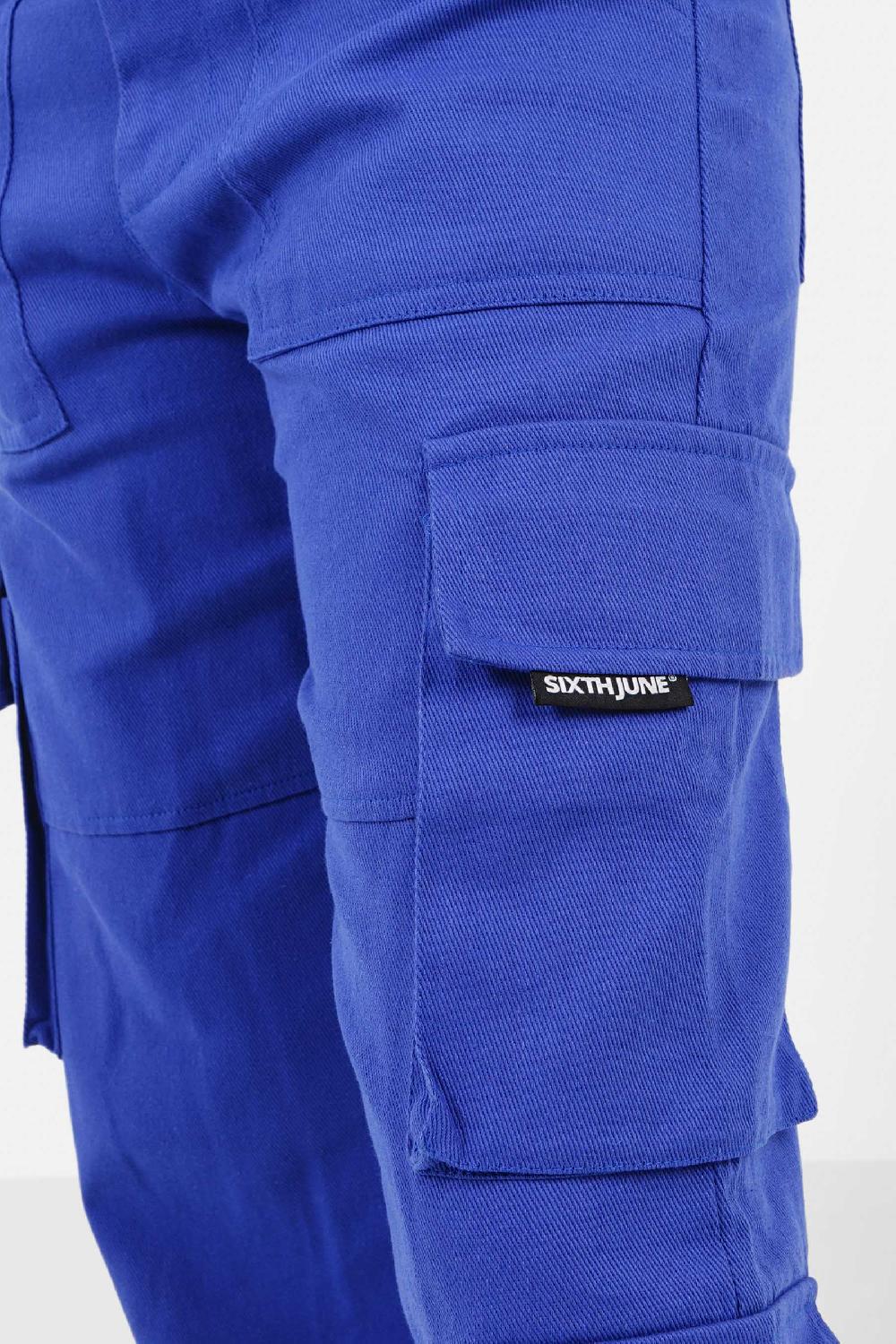 Sixth June Pantalon Poches Cargo Droit Bleu Foncé