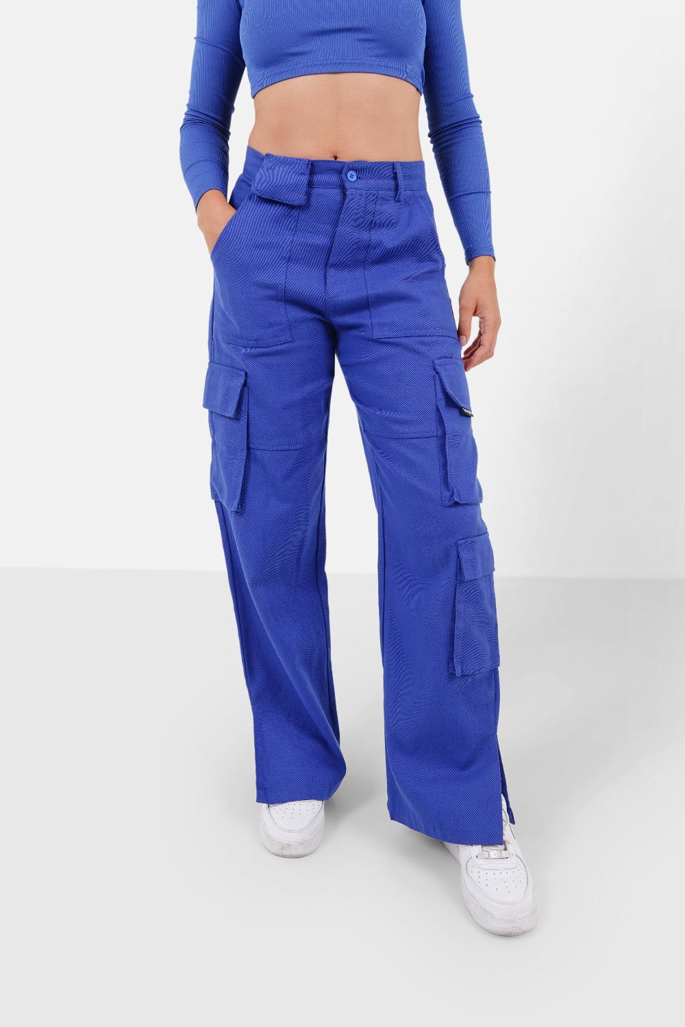 sixth june Pantalon poches cargo droit Bleu foncé