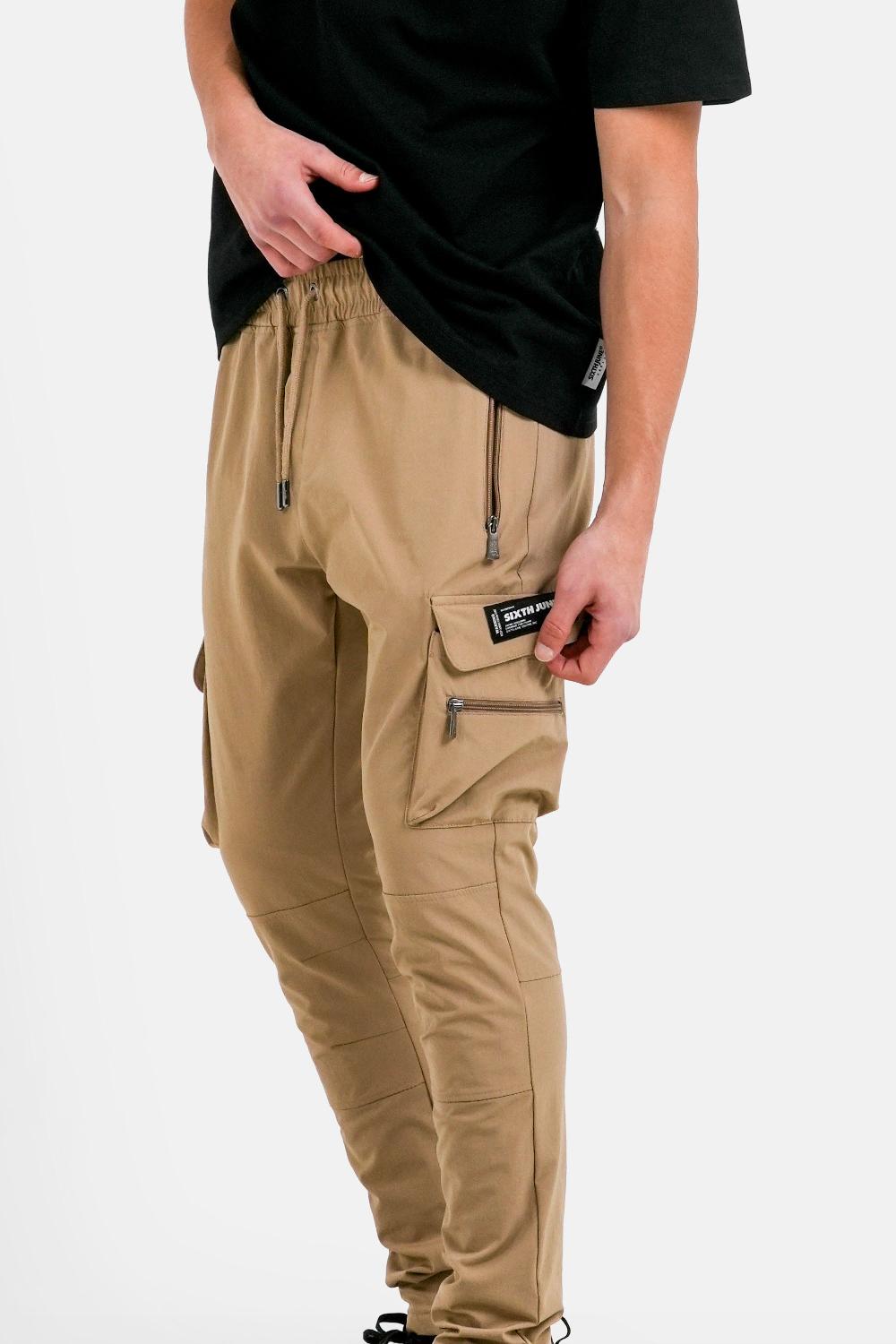 Sixth June Pantalon Poches Cargo Nylon Beige