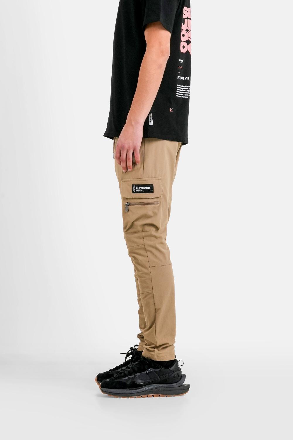 Sixth June Pantalon Poches Cargo Nylon Beige