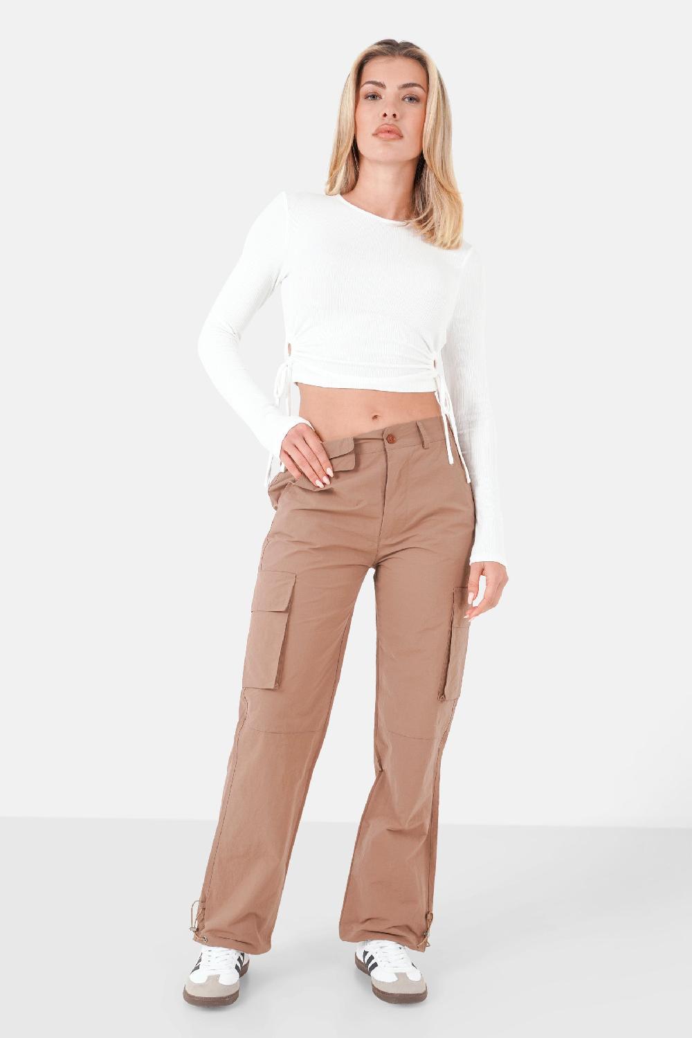 Sixth June Pantalon Poches Cargo Nylon Marron