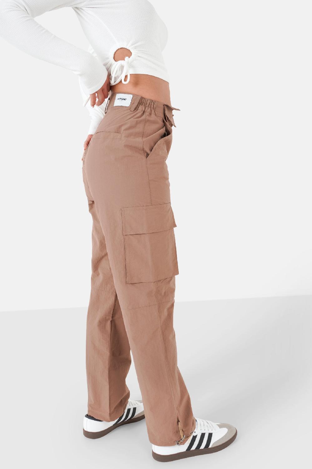 Sixth June Pantalon Poches Cargo Nylon Marron