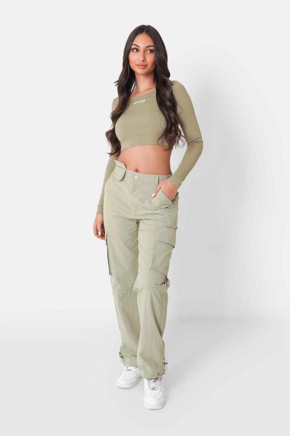 Sixth June Pantalon Poches Cargo Nylon Vert Kaki