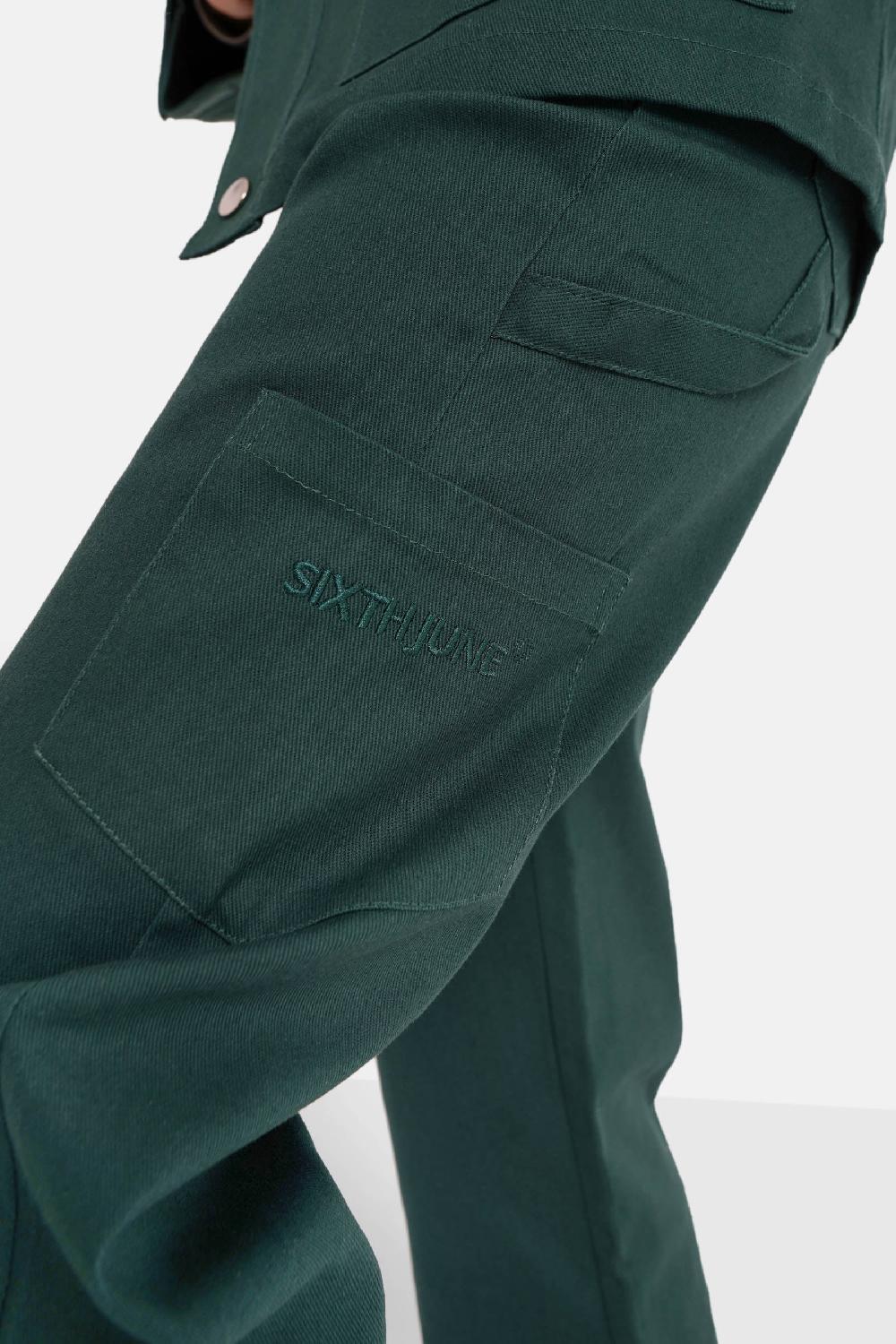 Sixth June Pantalon Poches Cargo Vert Foncé