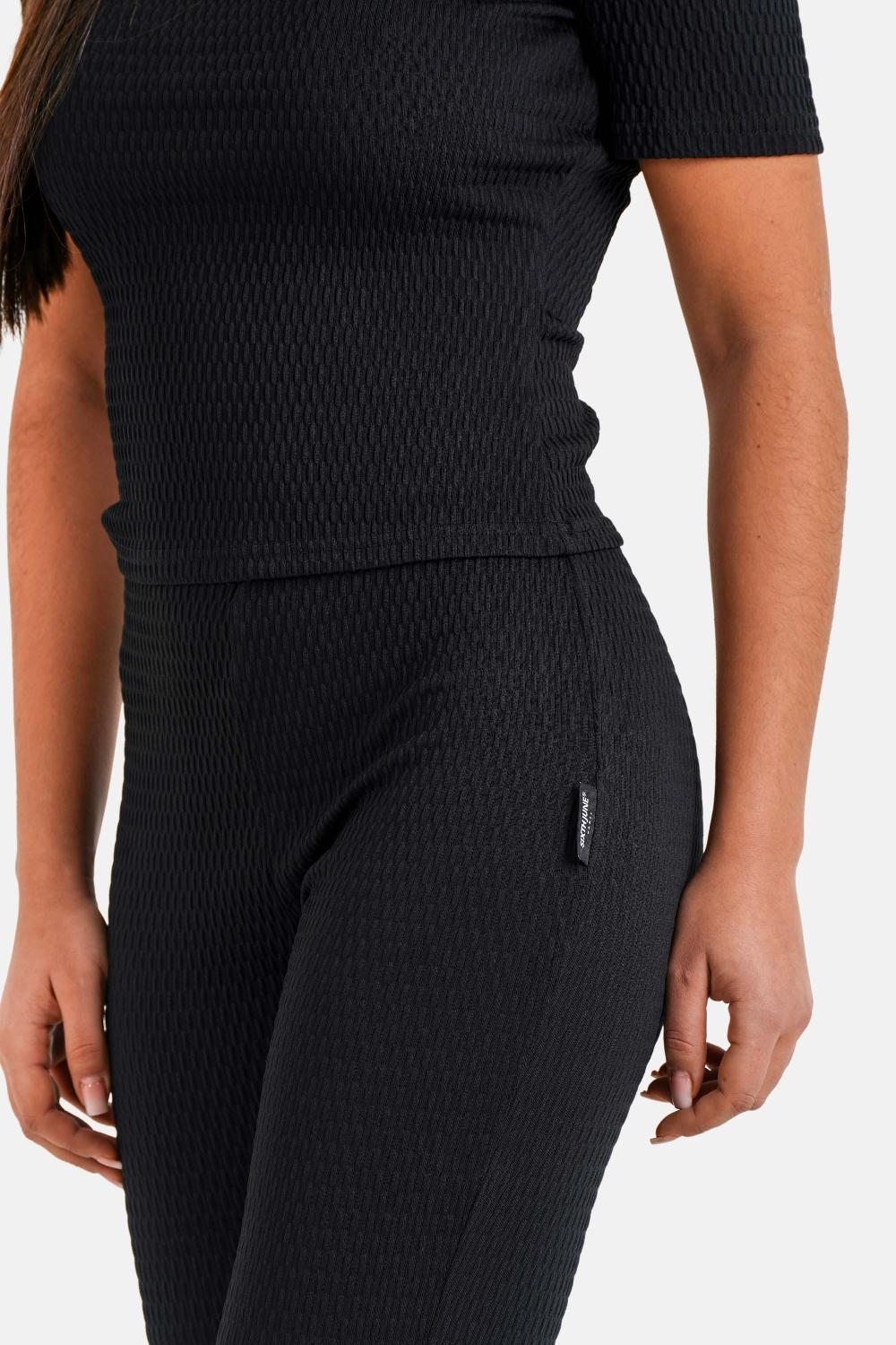 Sixth June Pantalon Texturé Gaufré Noir