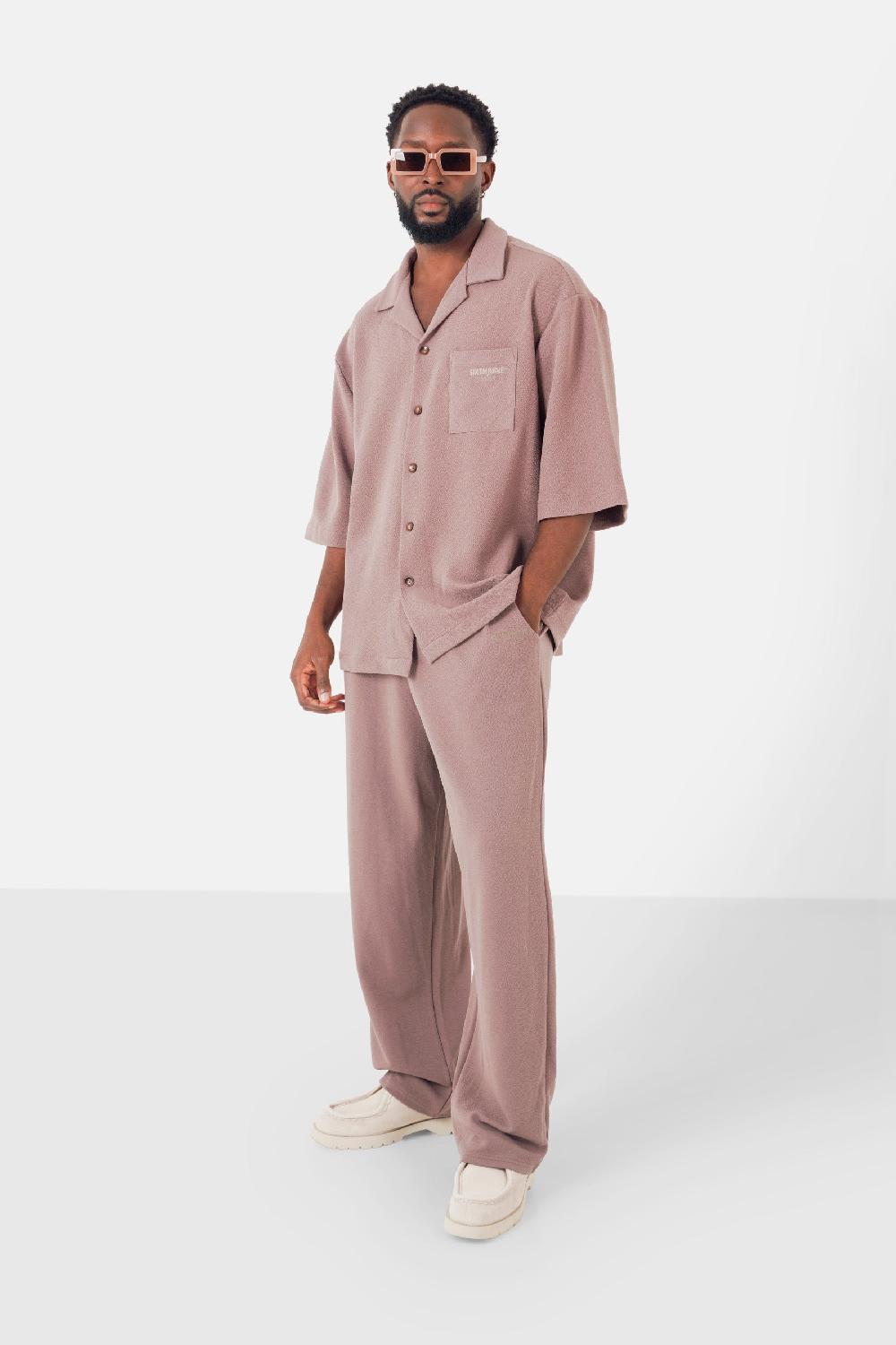 Sixth June Pantalon Texturé Logo Marron