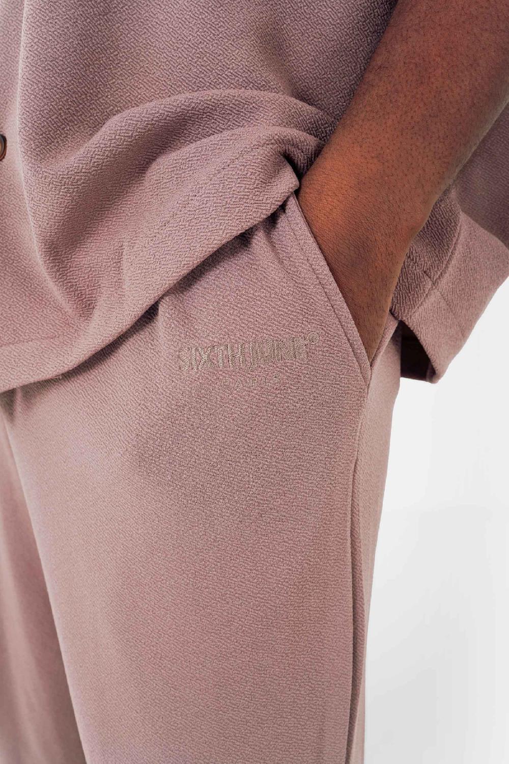 Sixth June Pantalon Texturé Logo Marron