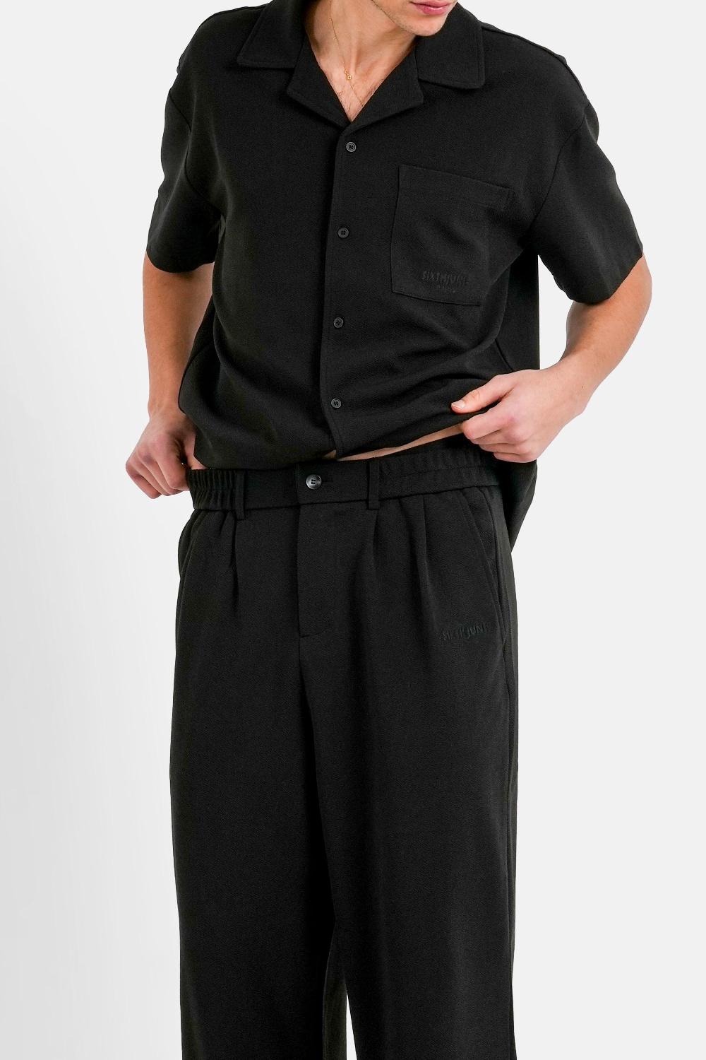 Sixth June Pantalon Texturé Logo Noir