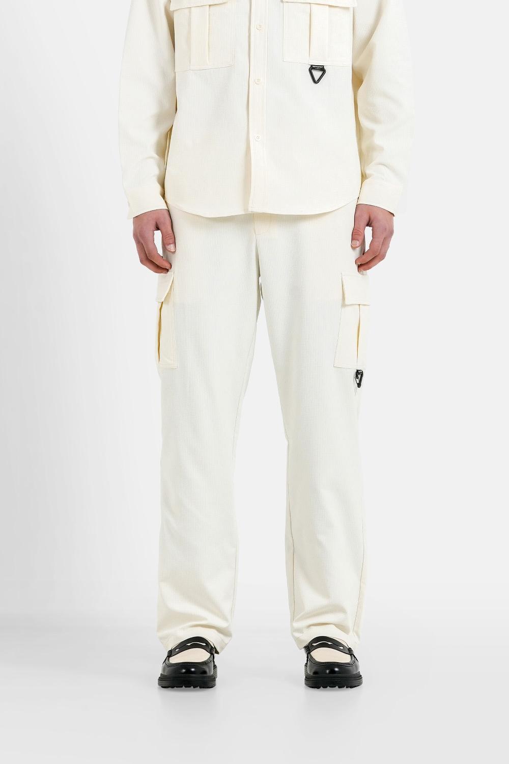 sixth june Pantalon texturé utility Blanc cassé