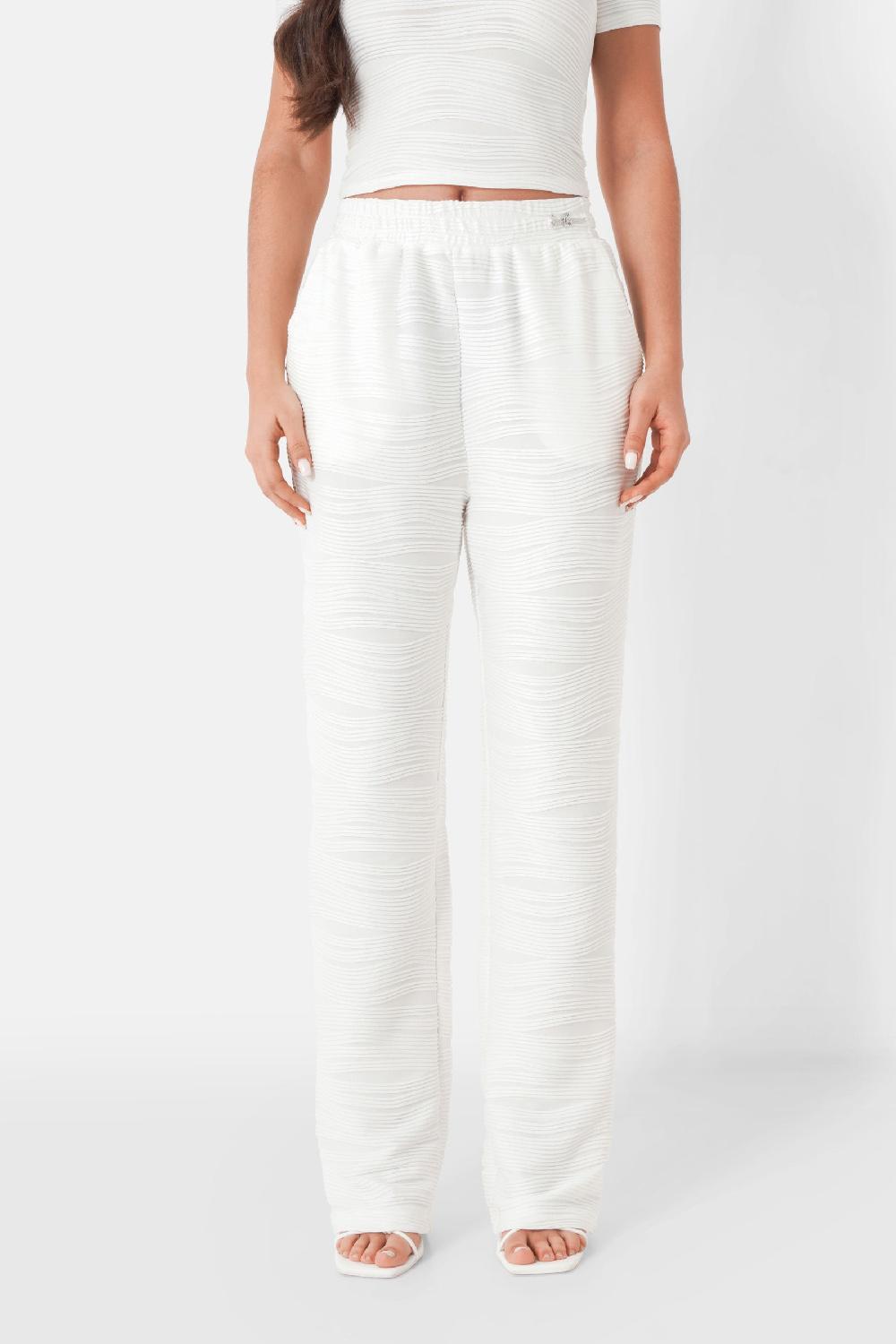 sixth june Pantalon texturé wavy bijou Blanc
