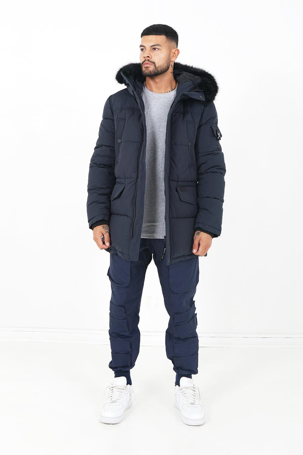 Sixth June Parka Fourrure Déperlante Bleu Foncé