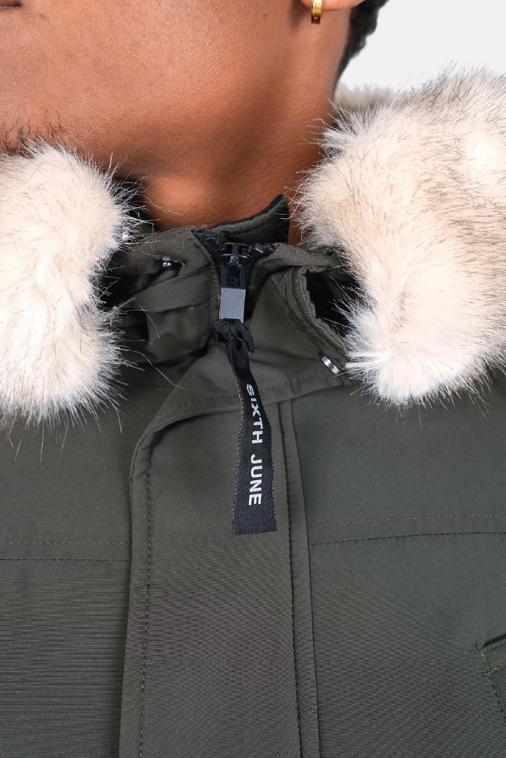 Sixth June Parka Fourrure Déperlante Vert Kaki