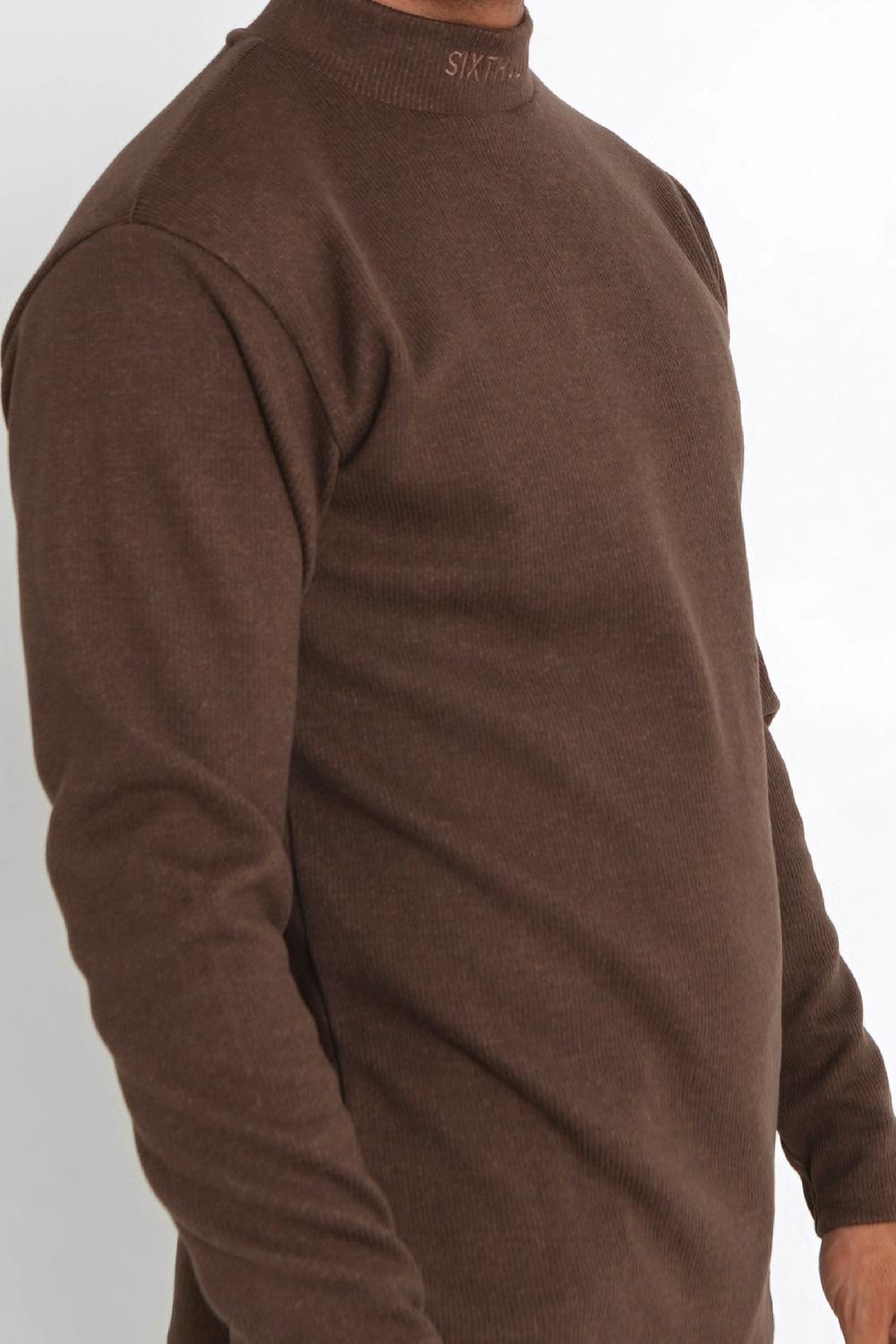 Sixth June Pull Maille Logo Brodé Marron