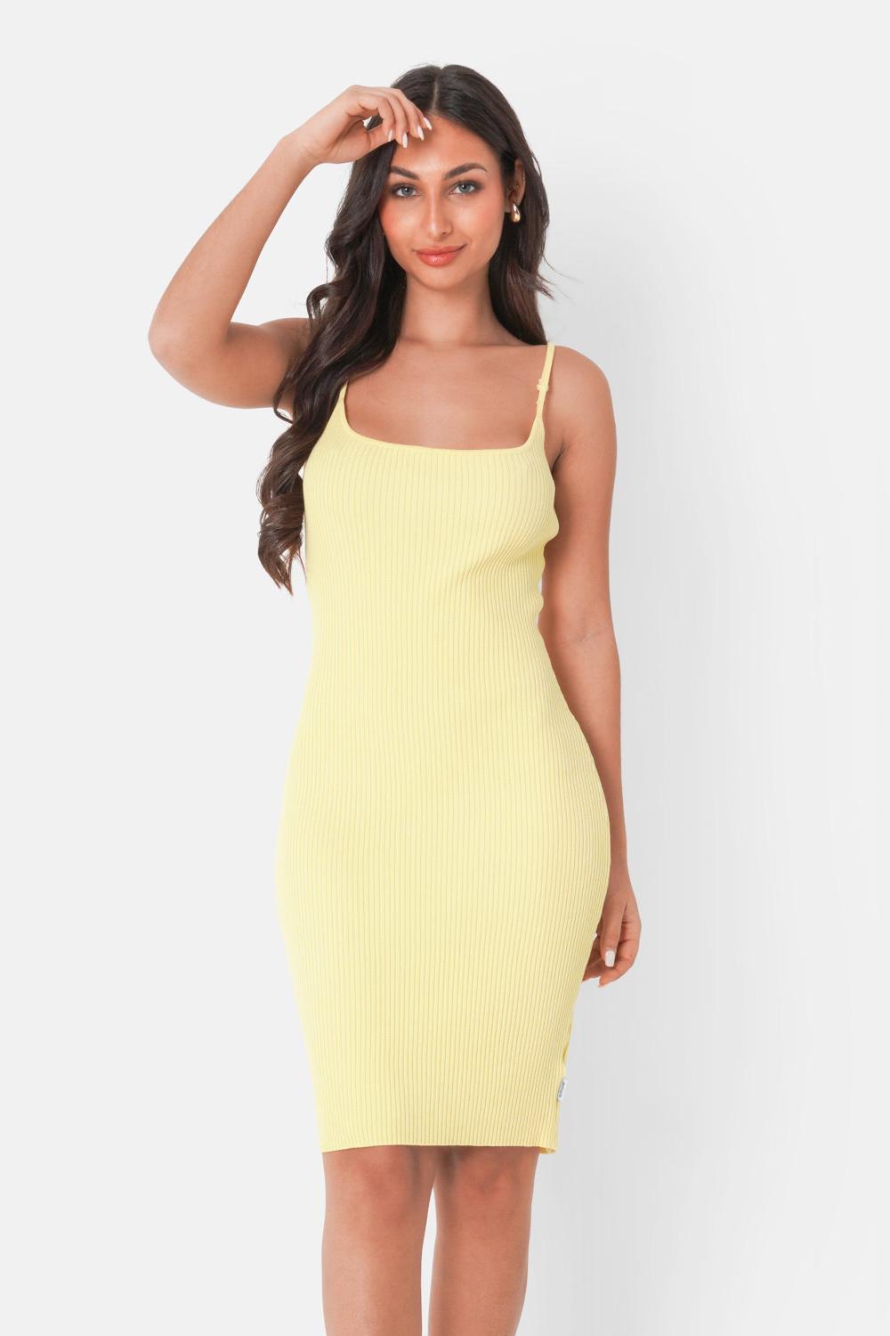 sixth june Robe côtelée bretelles Jaune