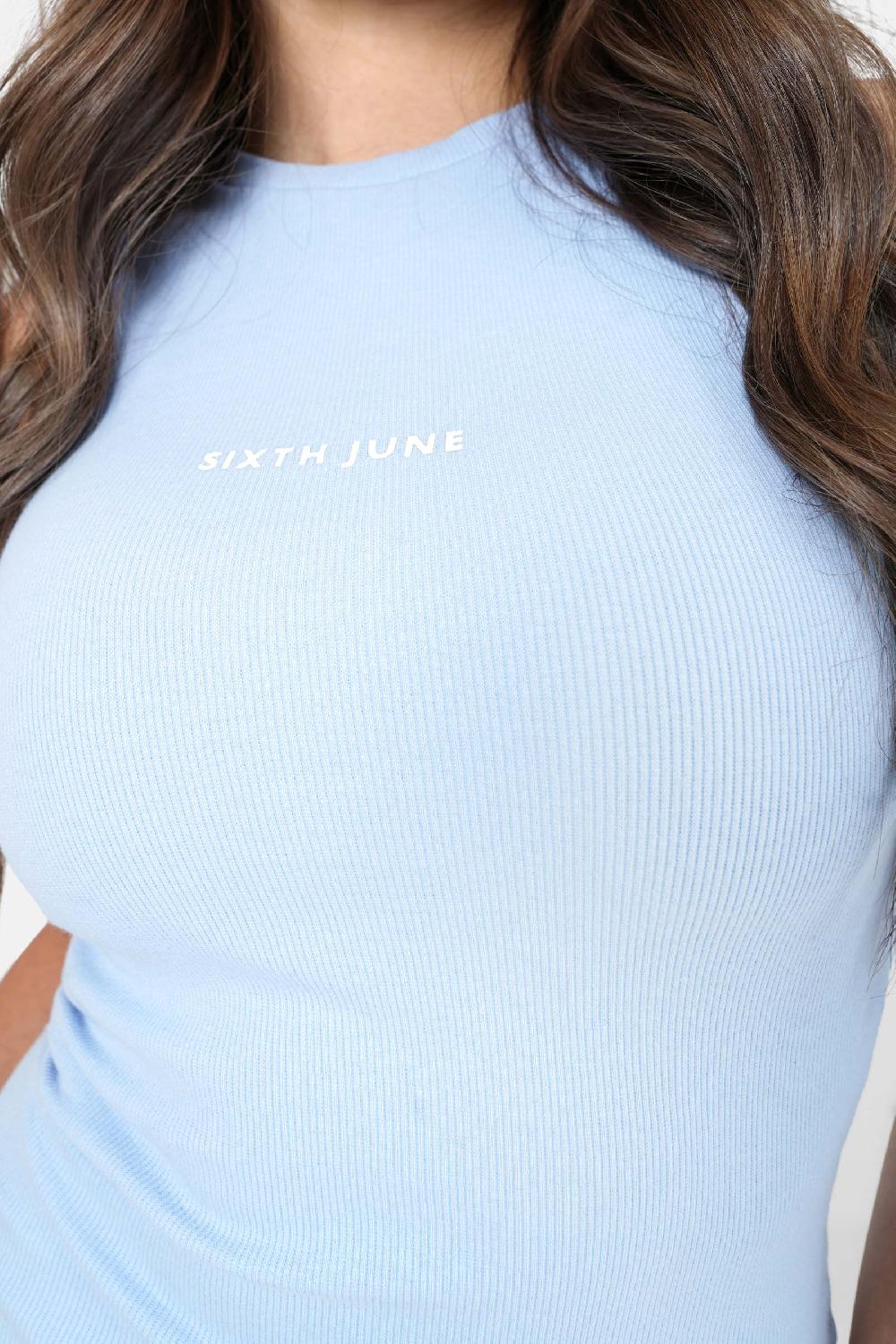 Sixth June Robe Côtelée Moulante Bleu Clair