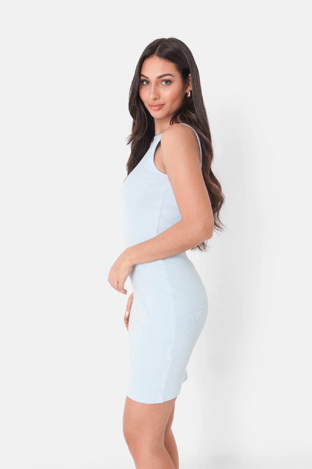 Sixth June Robe Côtelée Moulante Bleu Clair