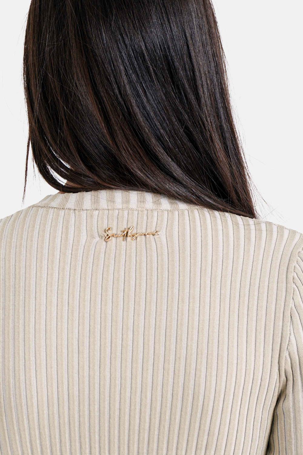 Sixth June Robe Tricot Bijou Bicolore Beige