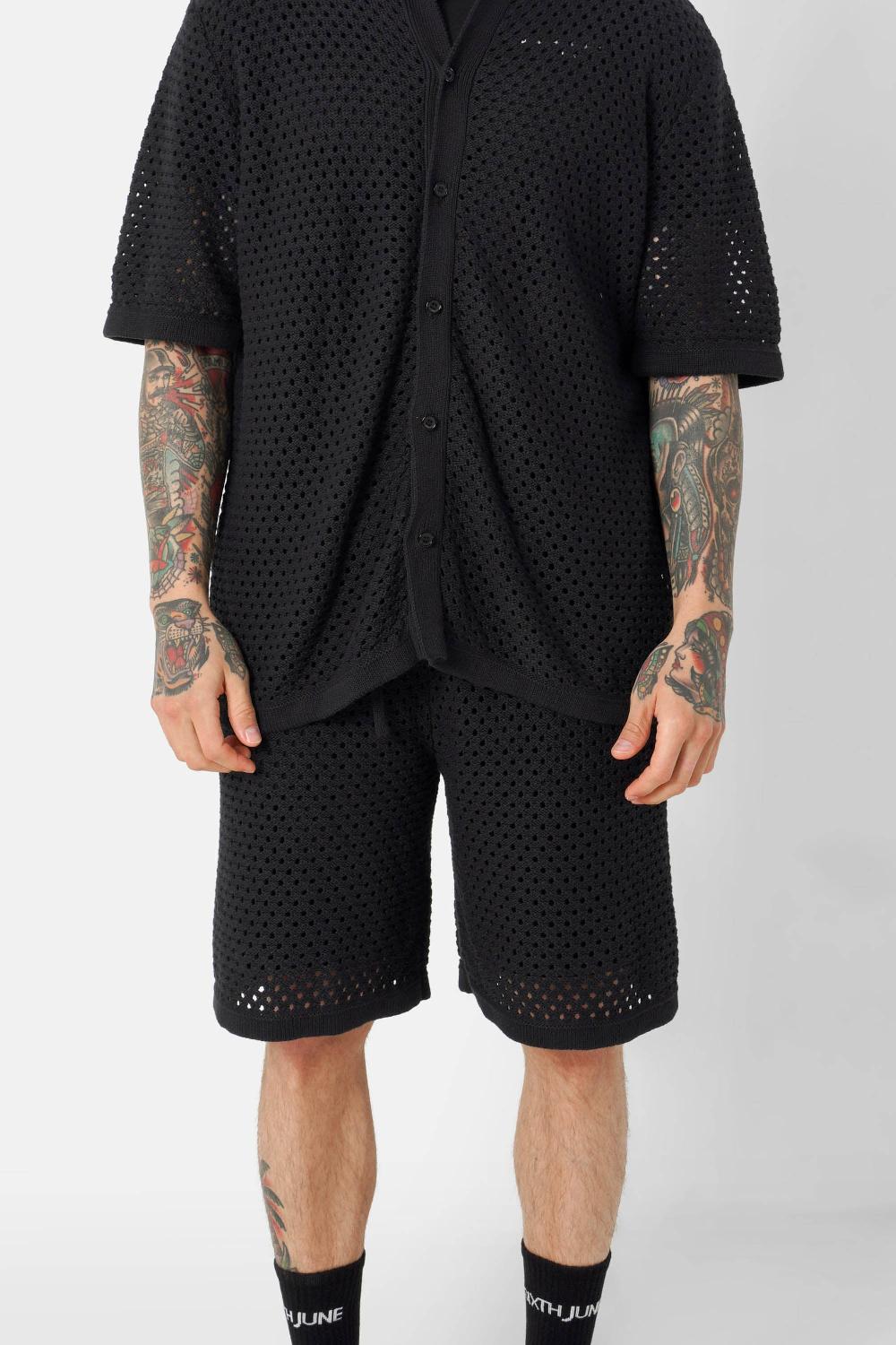 sixth june Short crochet été Noir