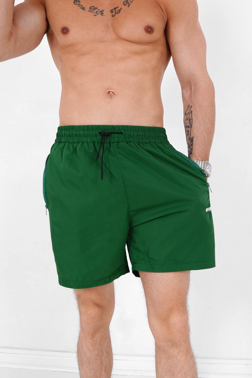 sixth june Short de bain logo Vert foncé