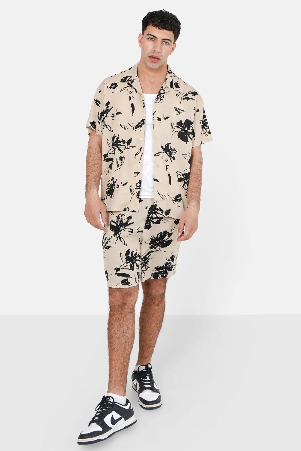 Sixth June Short Fluide Imprimé Floral Beige