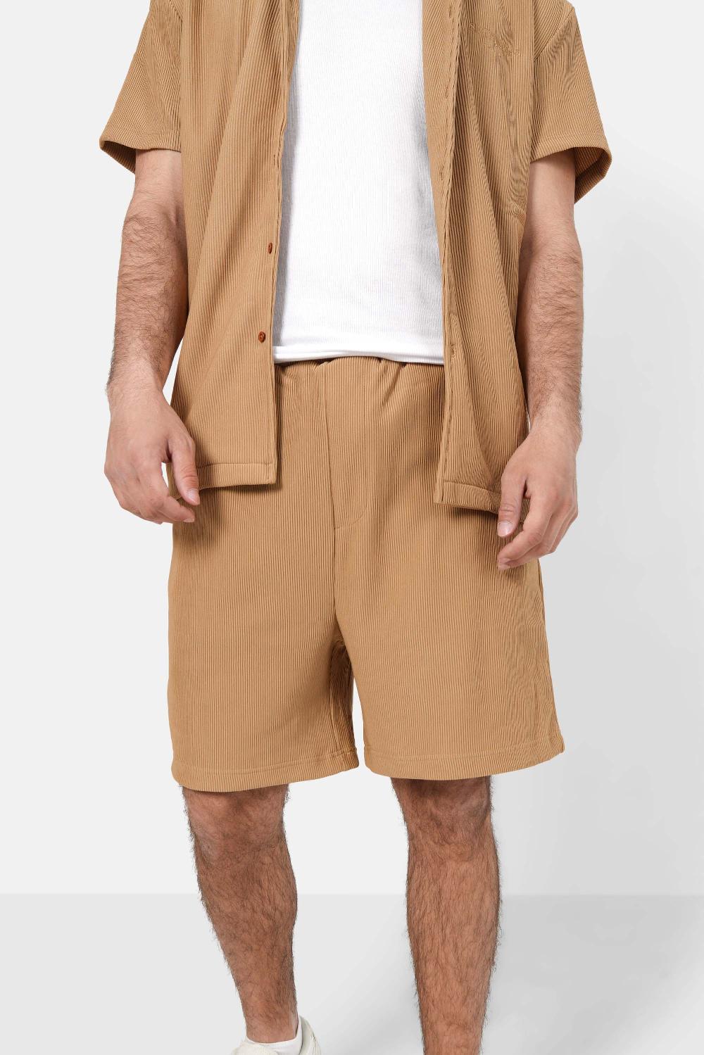 sixth june Short fluide plissé Marron