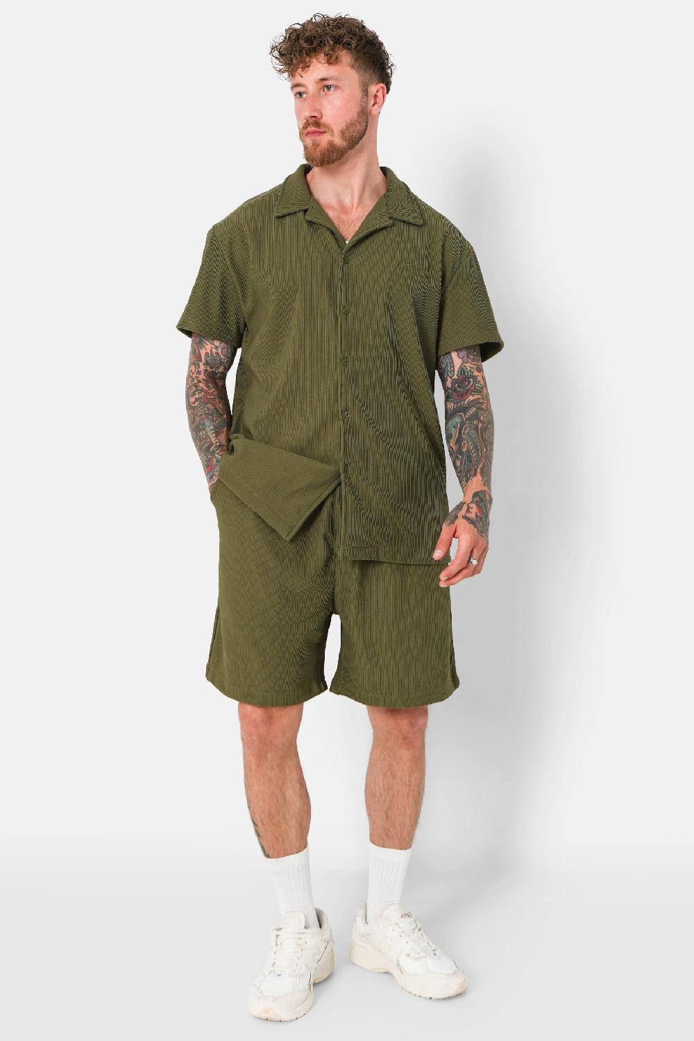 Sixth June Short Fluide Plissé Vert Kaki