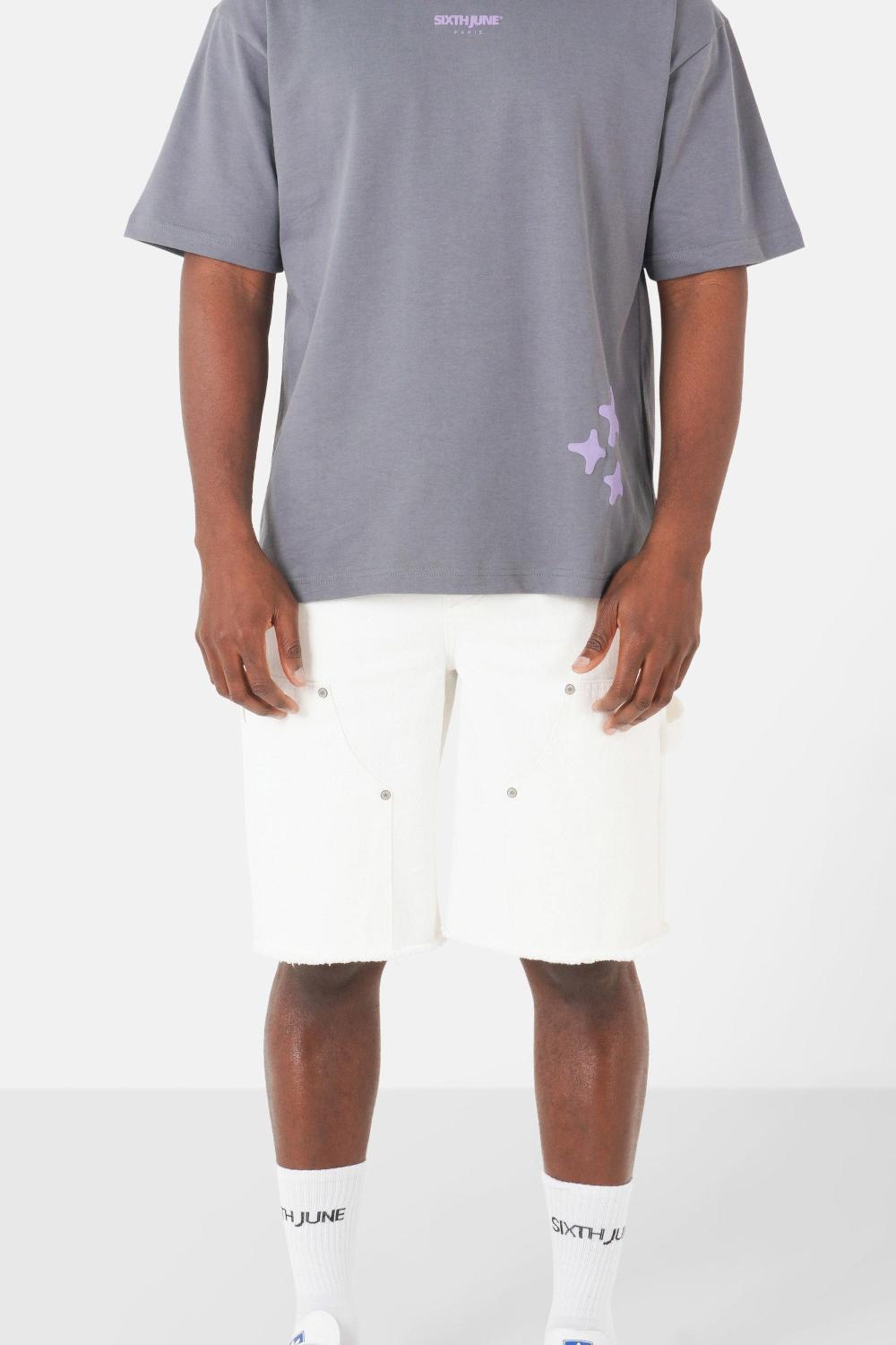 sixth june Short jean carpenter Blanc