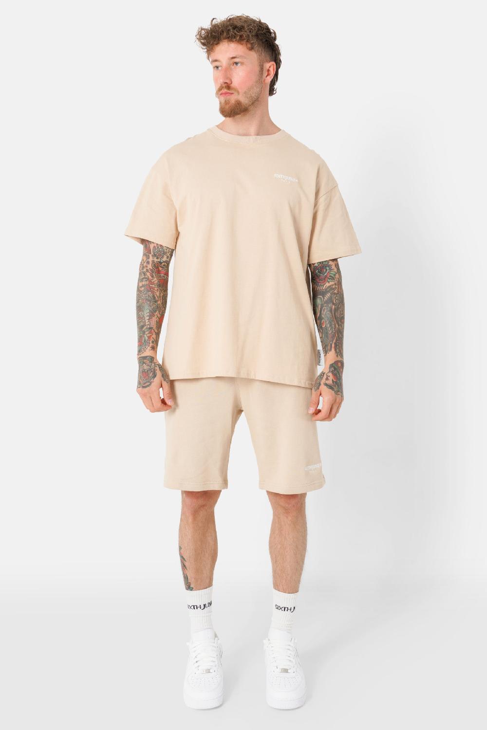 Sixth June Short Logo Brodé Regulier Beige