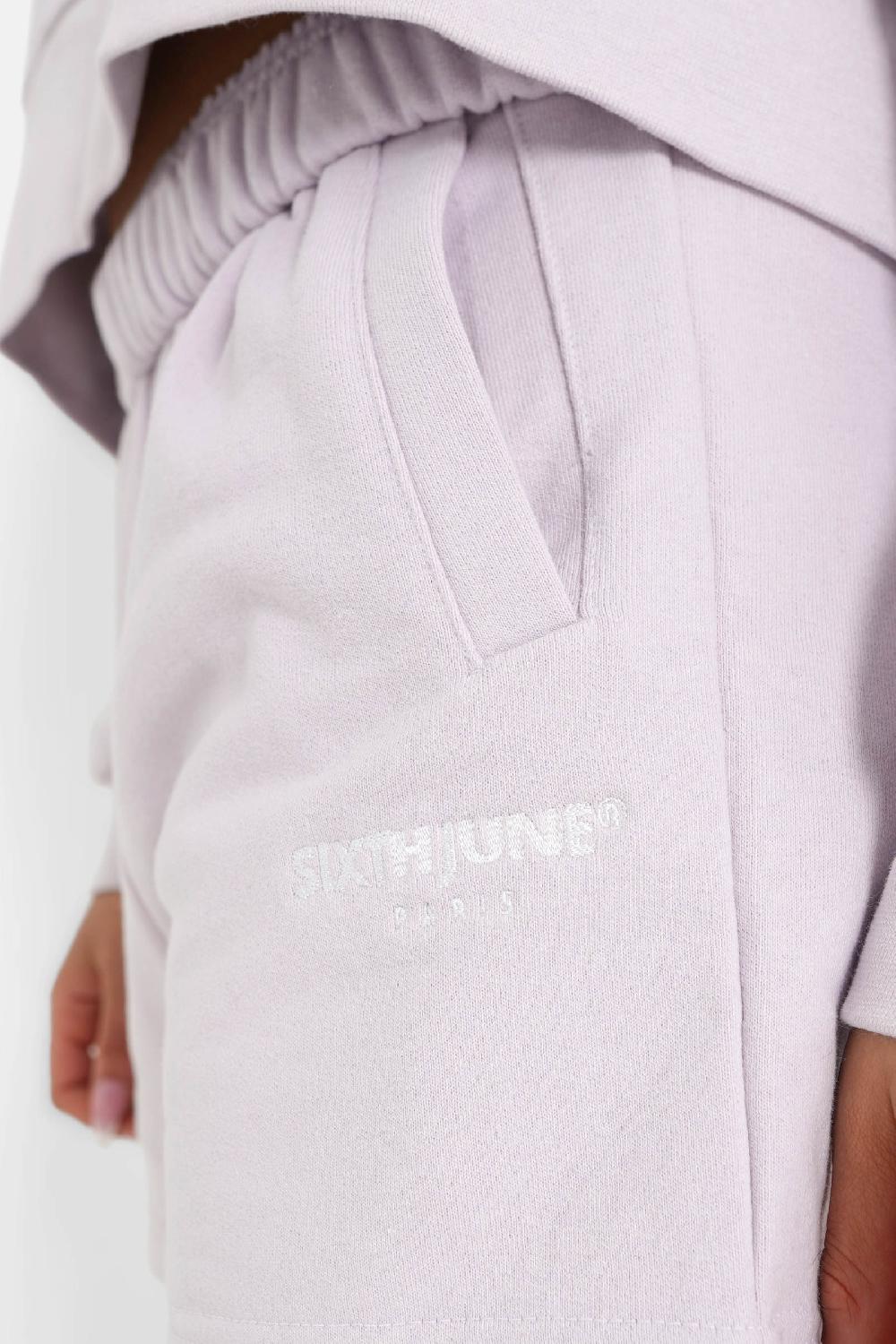 Sixth June Short Logo Brodé Violet Clair