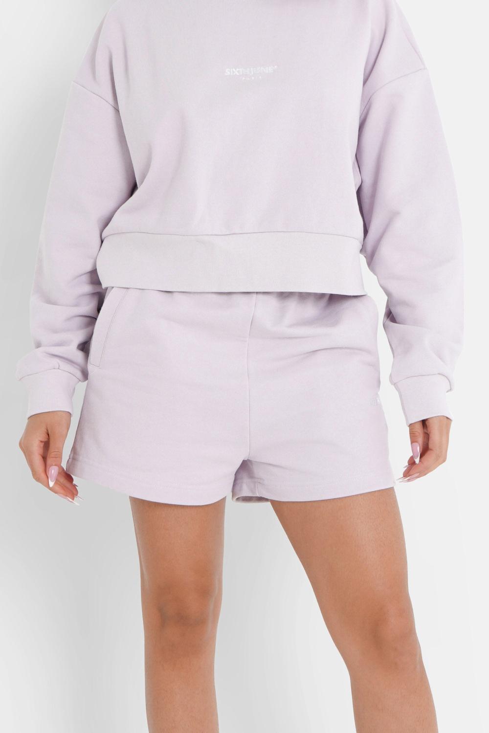 sixth june Short logo brodé Violet clair