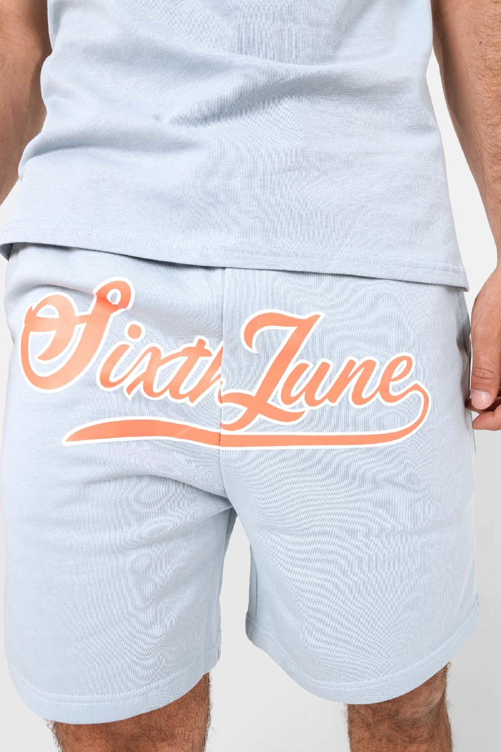 Sixth June Short Logo Rétro Bleu Clair