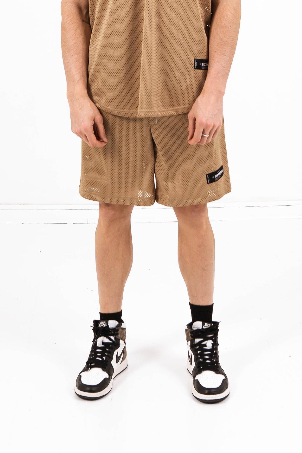 sixth june Short mesh logo Beige