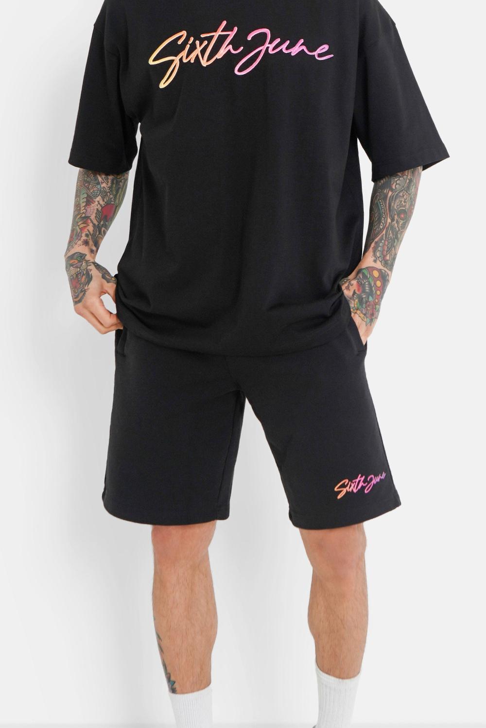 sixth june Short relief logo signature Noir