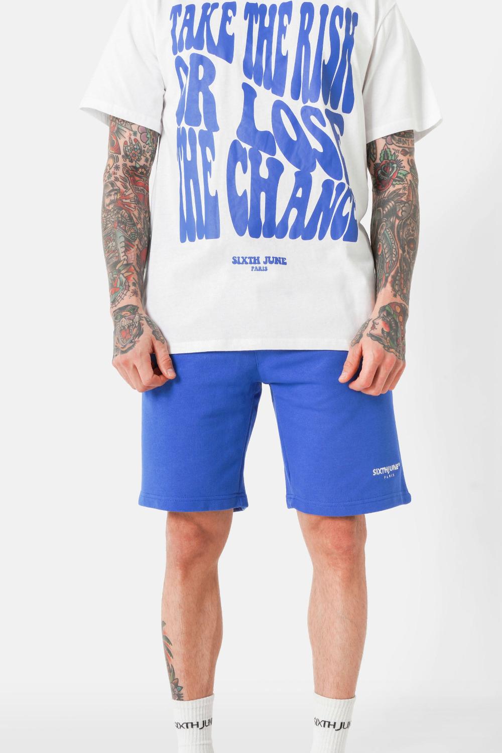 sixth june Short soft logo brodé Bleu foncé