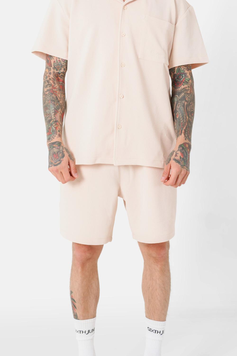 sixth june Short texturé cordons brodé Beige