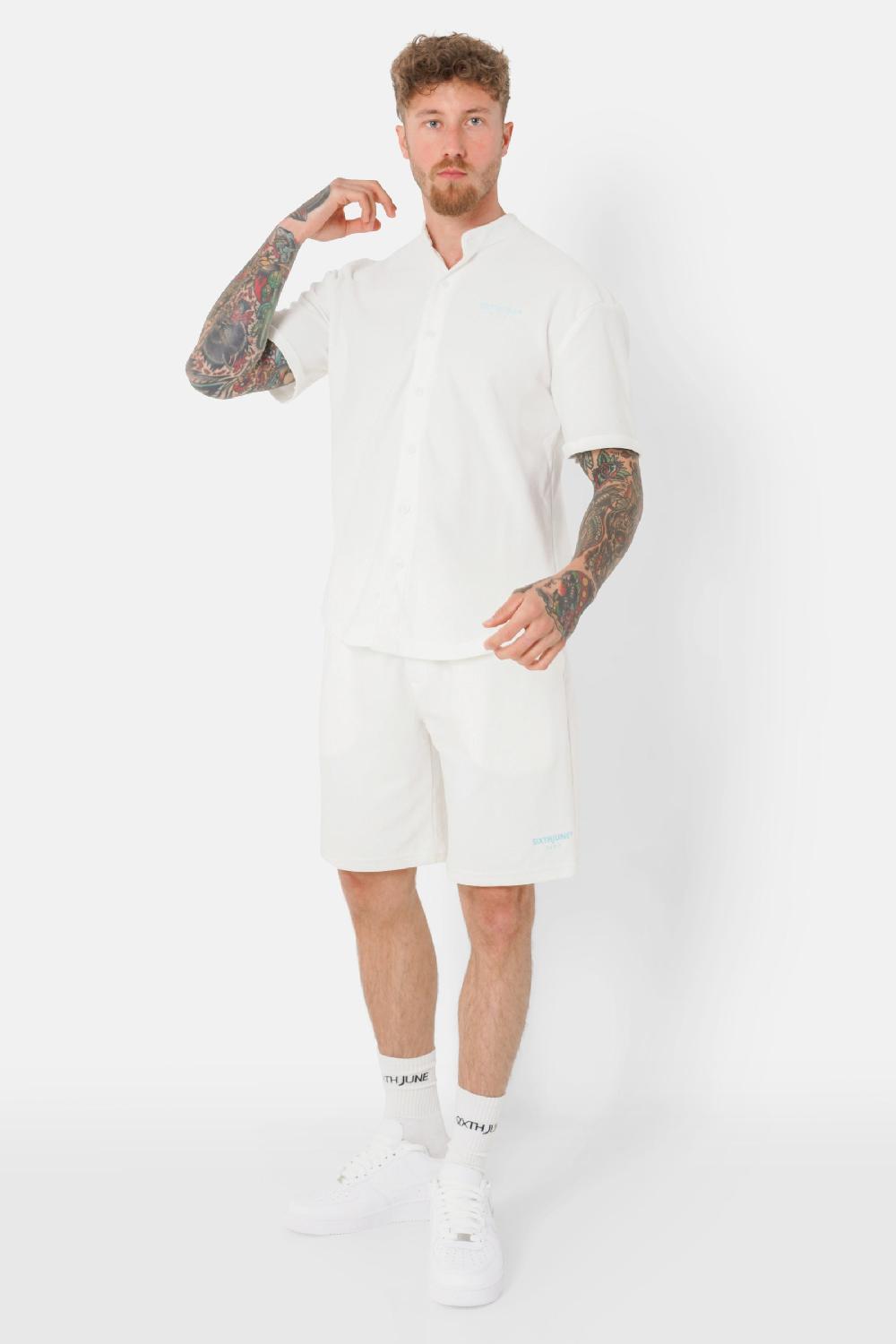 Sixth June Short Texturé été Brodé Blanc