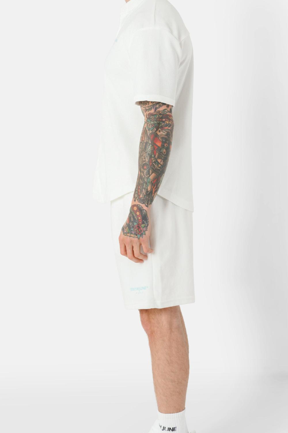 Sixth June Short Texturé été Brodé Blanc