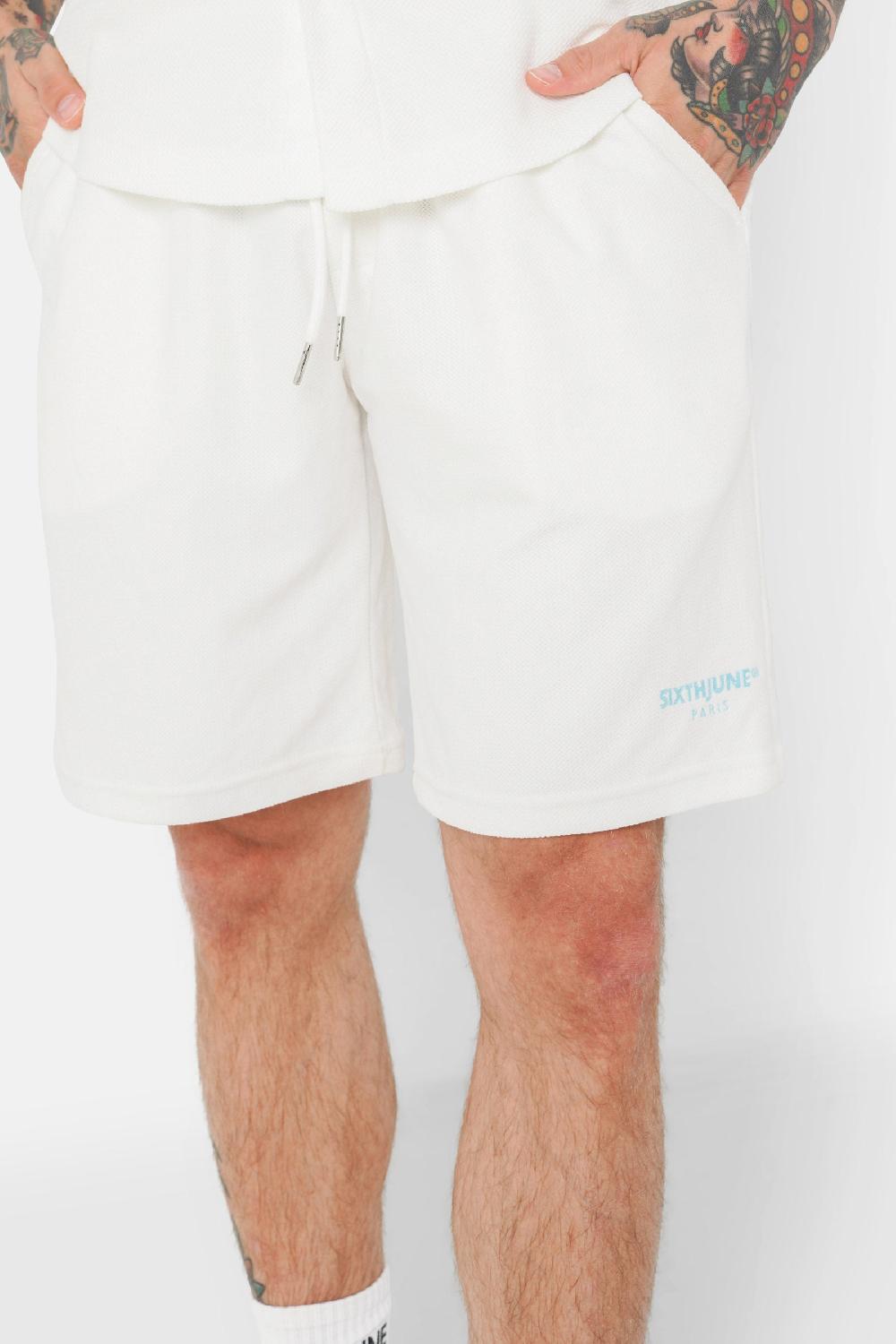 Sixth June Short Texturé été Brodé Blanc