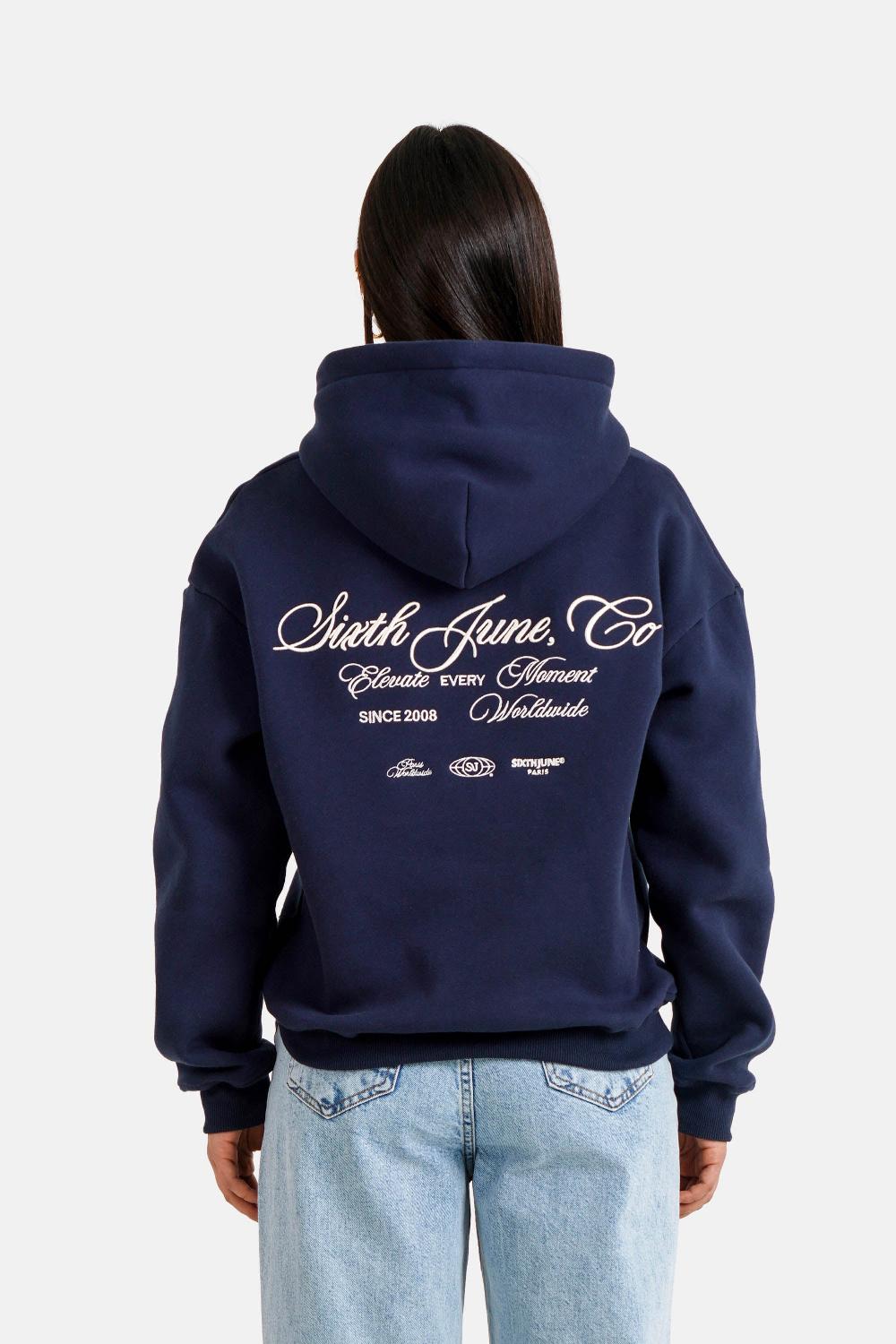 sixth june Sweatshirt broderie elevate Bleu foncé