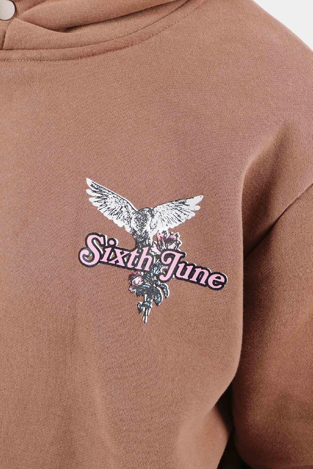 Sixth June Sweatshirt Capuche Colombe Marron