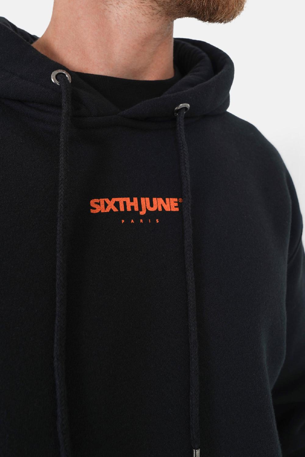 Sixth June Sweatshirt Capuche Imprimé Relief Noir