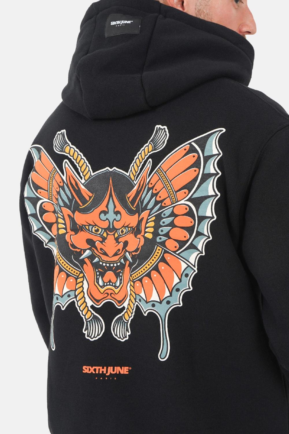 Sixth June Sweatshirt Capuche Imprimé Relief Noir