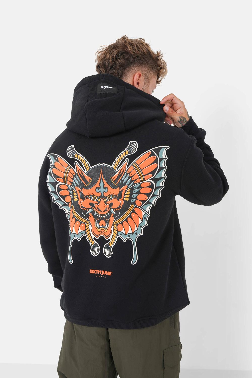 sixth june Sweatshirt capuche imprimé relief Noir